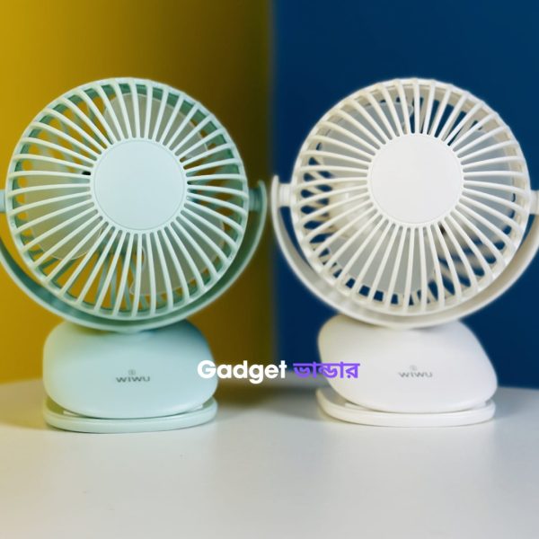 NEW!! mini Clip Fan 360 Degree Rotation Rechargeable Fan (WiWu FS03)- White Color - Image 4