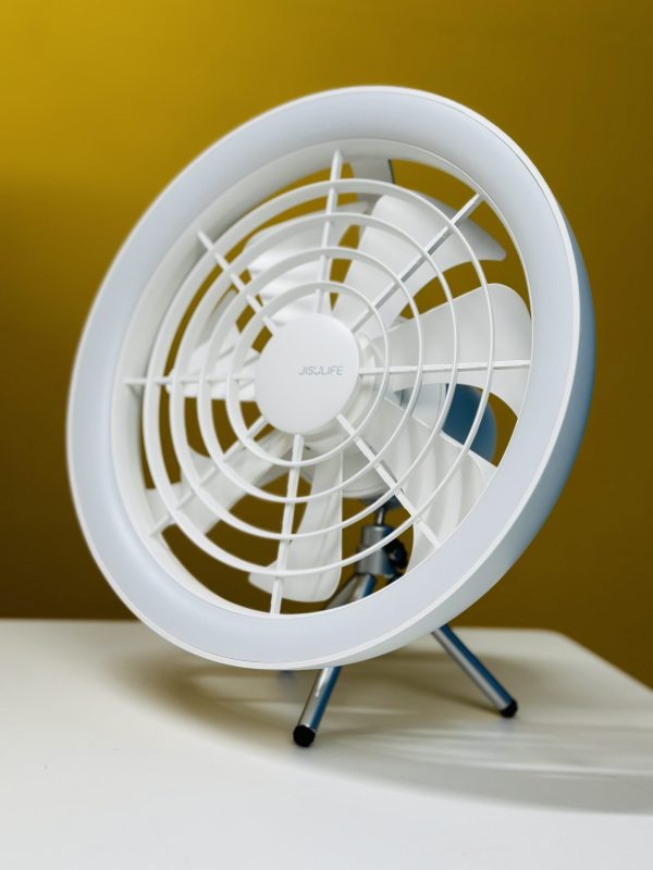 JISULIFE FA17 Rechargeable Fan with LED Light and Table Tripod - Image 2